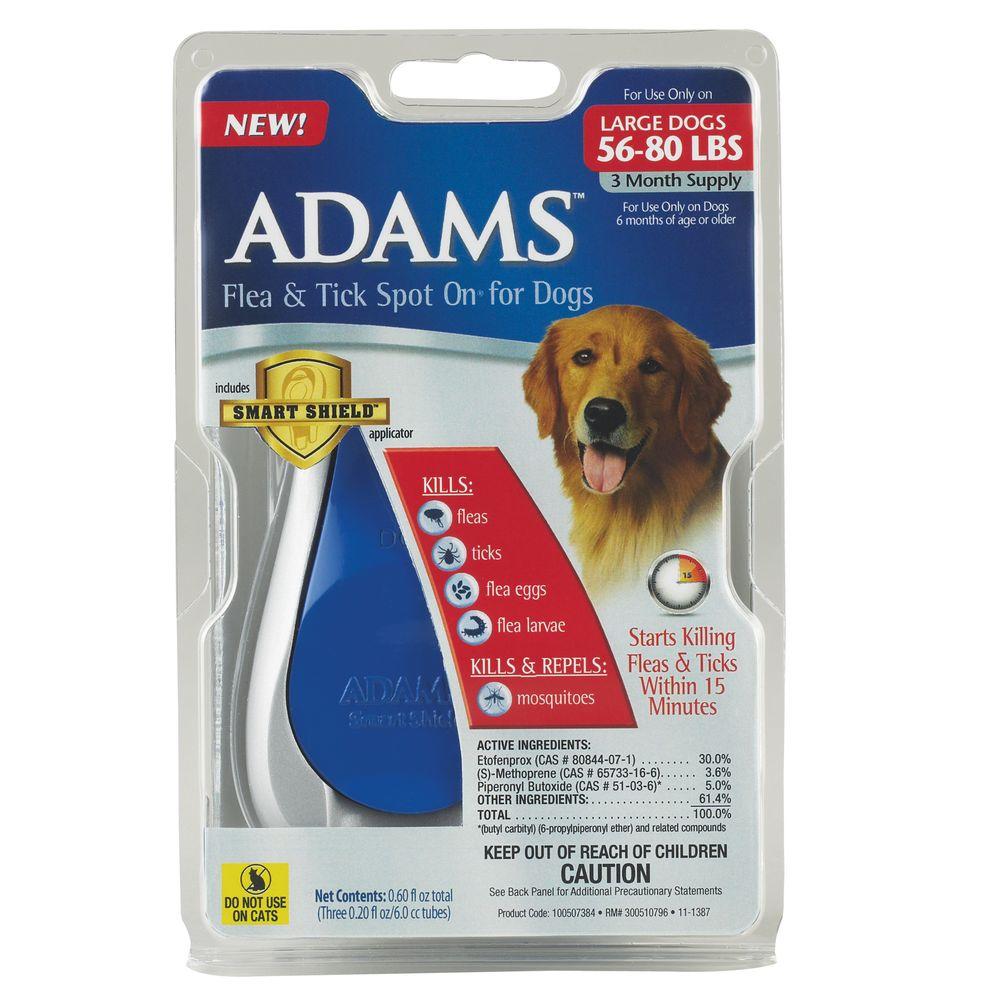0039079091367 - ADAMS FLEA AND TICK SPOT ON FOR DOGS SIZE 3 MONTH COLOR 56 80 POUNDS 80 LB, 1 MONTH