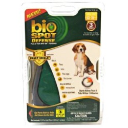 0039079091428 - BIO SPOT DEFENSE FLEA AND TICK SPOT ON FOR DOGS COLOR 13 31 POUNDS SIZE 3 MONTH 31 LB, 1 MONTH