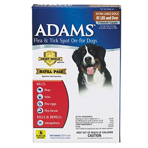 0039079091855 - ADAMS FLEA AND TICK SPOT ON FOR DOGS, EXTRA LARGE DOGS 81+ POUNDS, 3 MONTH SUPPLY, REFILL, NO APPLICATOR