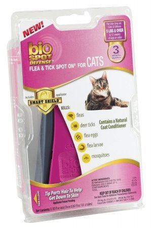 0039079091909 - BIO SPOT DEFENSE FLEA AND TICK SPOT ON FOR CATS OVER 3 MONTH 5 LB, 3 MONTH