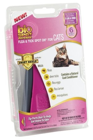 0039079091916 - BIO SPOT DEFENSE FLEA AND TICK SPOT ON FOR CATS OVER 6 MONTH 5 LB, 3 MONTH