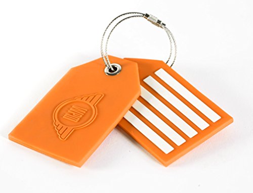 3909612371928 - TRAVEL LUGGAGE TAGS PACK OF 2, TOUGH AND DURABLE PVC BAG TAG WITH STEEL WIRE CABLE - ORANGE