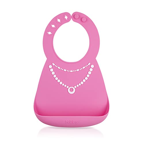 0039175804809 - NUBY 3D SOFT SILICONE BIB WITH SCOOP, BPA FREE, 6+M, PEARL NECKLACE
