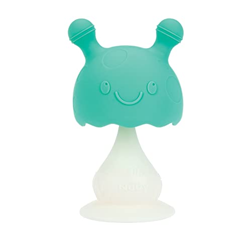0039175809729 - NUBY SUPER SOFT SILICONE TEETHER WITH SUCTION BASE - VISUALLY STIMULATING AND EASY TO GRASP TOY FOR BABY TEETHING RELIEF - 3+ MONTHS