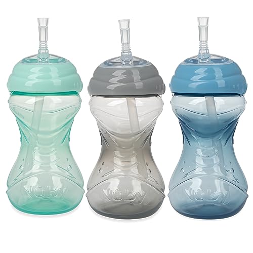 0039175810329 - NUBY 3 PIECE NO-SPILL EASY GRIP CUP WITH FLEX STRAW, CLIK IT LOCK FEATURE, NEUTRAL, 10 OUNCE