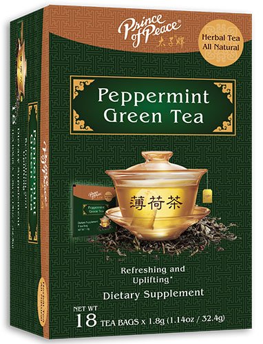 0039278030563 - PRINCE OF PEACE® PEPPERMINT HERBAL GREEN TEA (18 TEA BAGS)