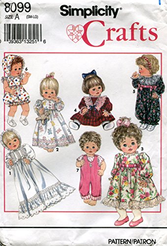 0039363132516 - SIMPLICITY CRAFTS PATTERN 8099 ~WARDROBE FOR BABY DOLLS IN THREE SIZES: SMALL (12-14 INCH), MEDIUM (16-18 INCH), LARGE (20-22 INCH)