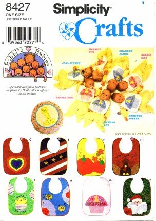 0039363222774 - SIMPLICITY 8427 CRAFTS SEWING PATTERN BABY BIBS WITH APPLIQUES