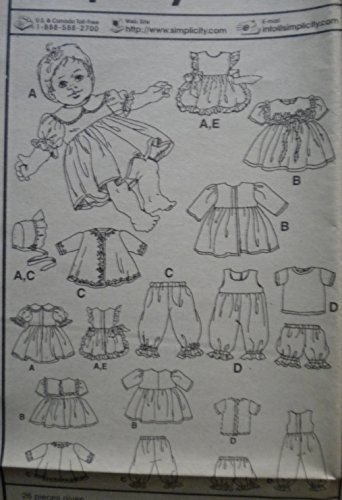0039363225232 - SIMPLICITY 8528 CRAFTS SEWING PATTERN WARDROBE FOR BABY DOLLS CLOTHING