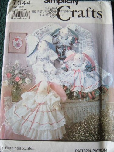 0039363254560 - SIMPLICITY CRAFTS PATTERN 7044 ~ STUFFED DECORATIVE 18 ANGEL BUNNIES WITH CLOTHES BY FAITH VAN ZANTEN