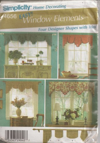 0039363290407 - SIMPLICITY 4656 WINDOW TREATMENT SWAG VALANCE HOME DECORATING FOUR DESINGER SHAPES WITH TRIM