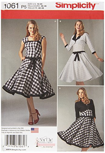 0039363610618 - SIMPLICITY 1061 MISSES' SEW CHIC DRESS & LINED JACKET SEWING TEMPLATE, SIZE P5 (12-14-16-18-20)