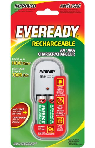 0039800104076 - EVEREADY EV2PCWB-2 CHARGER WITH 2 AA NI-MH 2000 MAH RECHARGEABLE BATTERIES