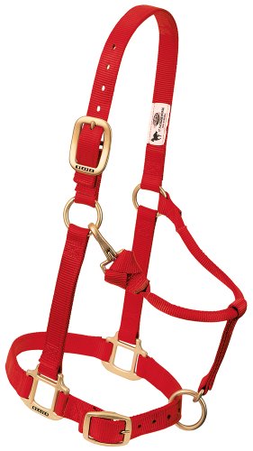 0000399132047 - WEAVER LEATHER ORIGINAL ADJUSTABLE CHIN AND THROAT SNAP HALTER, RED, AVERAGE HORSE SIZE