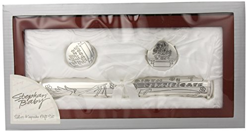 0039915238468 - STEPHAN BABY SATIN-LINED ROSEWOOD KEEPSAKE BOX WITH SILVER PLATED BIRTH CERTIFICATE HOLDER, FIRST TOOTH AND FIRST CURL BOXES