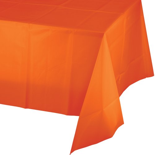 0039938002008 - CREATIVE CONVERTING TOUCH OF COLOR PLASTIC TABLE COVER, 54 BY 108-INCH, SUNKISSED ORANGE