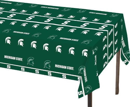 0039938016166 - CREATIVE CONVERTING MICHIGAN STATE SPARTANS PLASTIC BANQUET TABLE COVER