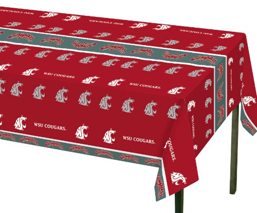 0039938023904 - CREATIVE CONVERTING WASHINGTON STATE COUGARS PLASTIC BANQUET TABLE COVER