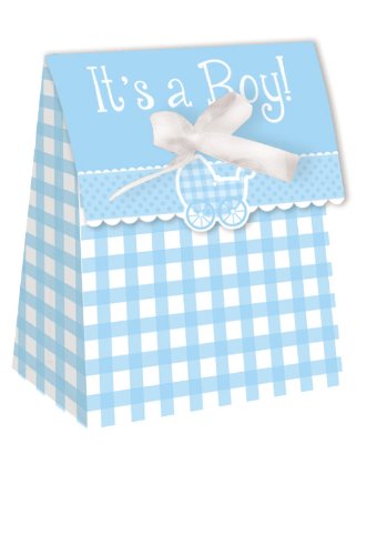 0039938071325 - CREATIVE CONVERTING BABY SHOWER BOY GINGHAM 12 COUNT DIE CUT FAVOR BAGS