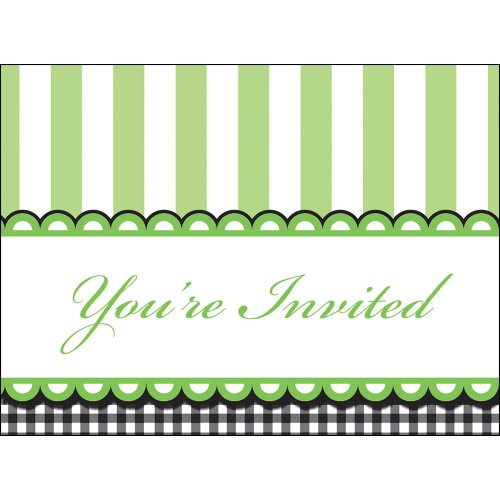 0039938089795 - CREATIVE CONVERTING SWEET BABY FEET GREEN PARTY INVITATIONS, 8-COUNT