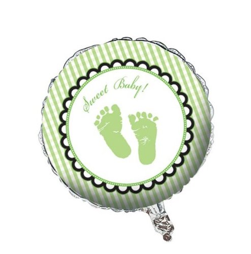 0039938089818 - CREATIVE CONVERTING SWEET BABY FEET GREEN TWO SIDED MYLAR FOIL BALLOON, 18