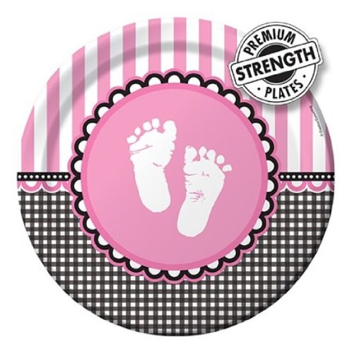 0039938089894 - CREATIVE CONVERTING SWEET BABY FEET PINK ROUND DINNER PLATES, 8 COUNT
