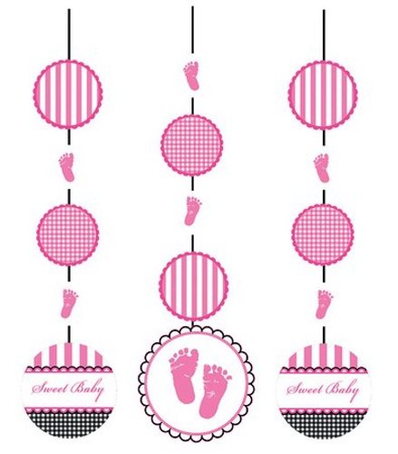 0039938089986 - CREATIVE CONVERTING SWEET BABY FEET PINK HANGING CUTOUT PARTY DECORATIONS, 3-COUNT
