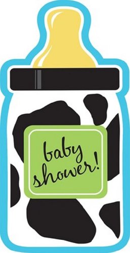 0039938090364 - CREATIVE CONVERTING BABY BOY COW PRINT BOTTLE-SHAPED SHOWER INVITATIONS, 8-COUNT