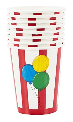 0039938090487 - CREATIVE CONVERTING CIRCUS TIME HOT OR COLD BEVERAGE CUPS, 8-COUNT