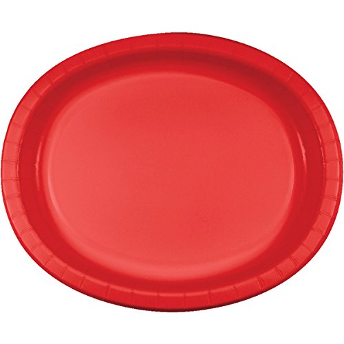 0039938098766 - CREATIVE CONVERTING 8 COUNT OVAL PAPER PLATTERS, CLASSIC RED