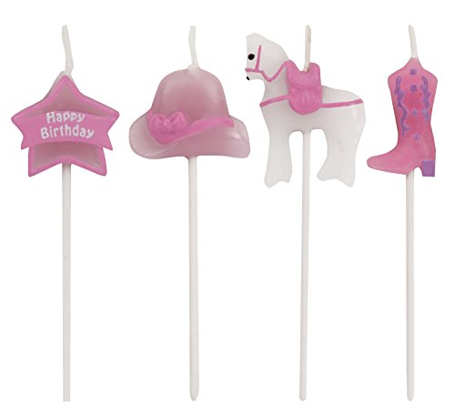 0039938109349 - CREATIVE CONVERTING 4 COUNT MOLDED PICK SETS BIRTHDAY CAKE CANDLES, HORSE, MULTICOLOR