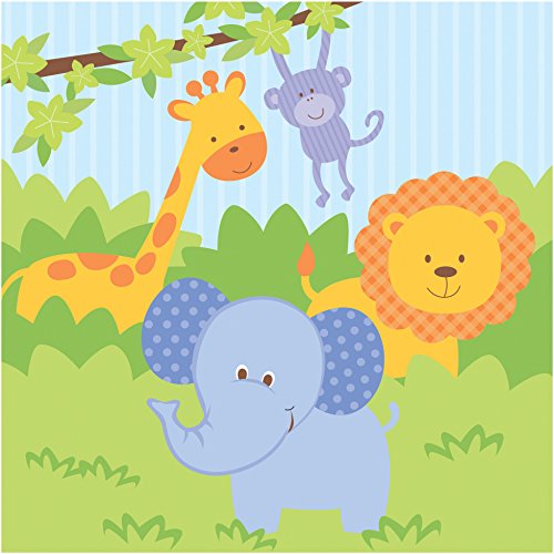 0039938122720 - CREATIVE CONVERTING CELEBRATIONS 16 COUNT FOREST FRIENDS LUNCH NAPKINS, GREEN/BLUE/ORANGE