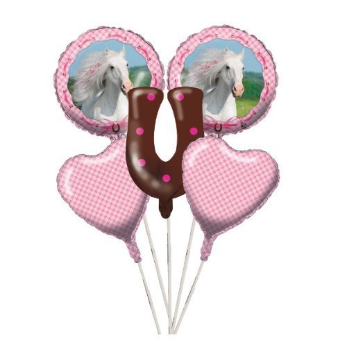 0039938128098 - HEART MY HORSE BALLOON CLUSTER BIRTHDAY PARTY SUPPLIES