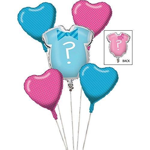 0039938128562 - BOW OR BOWTIE? BALLOON CLUSTER LITTLE MAN OR MISS ONESIE PINK BLUE HEARTS BY CREATIVE CONVERTING