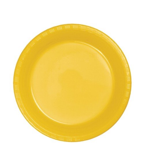 0039938163990 - SCHOOL BUS YELLOW PLASTIC LUNCH PLATES 7 IN