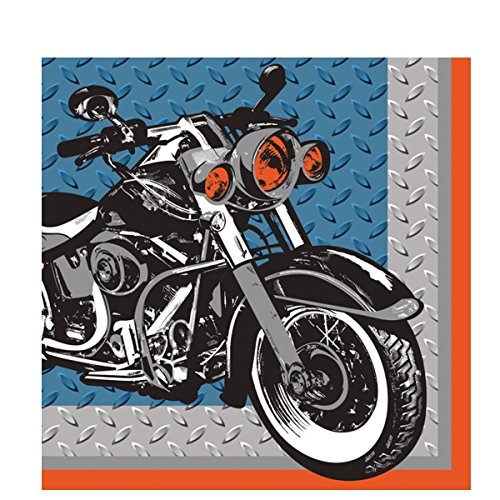 0039938217679 - CYCLE SHOP MOTORCYCLE PARTY BEVERAGE NAPKINS (16 CT)