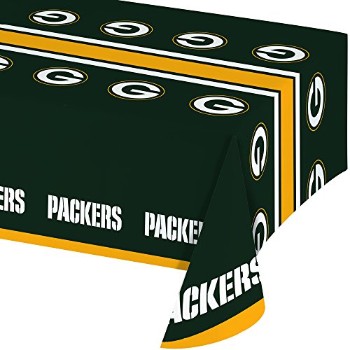 0039938243296 - CREATIVE CONVERTING ALL OVER PRINT GREEN BAY PACKERS PLASTIC BANQUET TABLE COVER