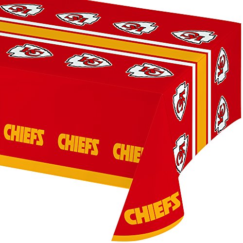 0039938243326 - CREATIVE CONVERTING ALL OVER PRINT KANSAS CITY CHIEFS PLASTIC BANQUET TABLE COVER