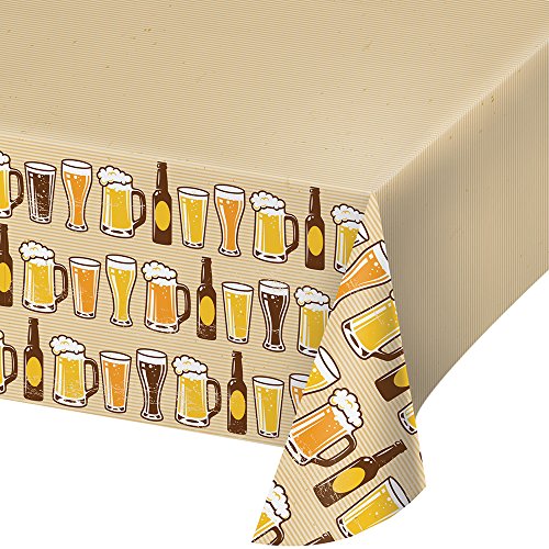 0039938415488 - CREATIVE CONVERTING BORDER PRINT PLASTIC TABLECOVER, 54 X 102, CHEERS/BEERS
