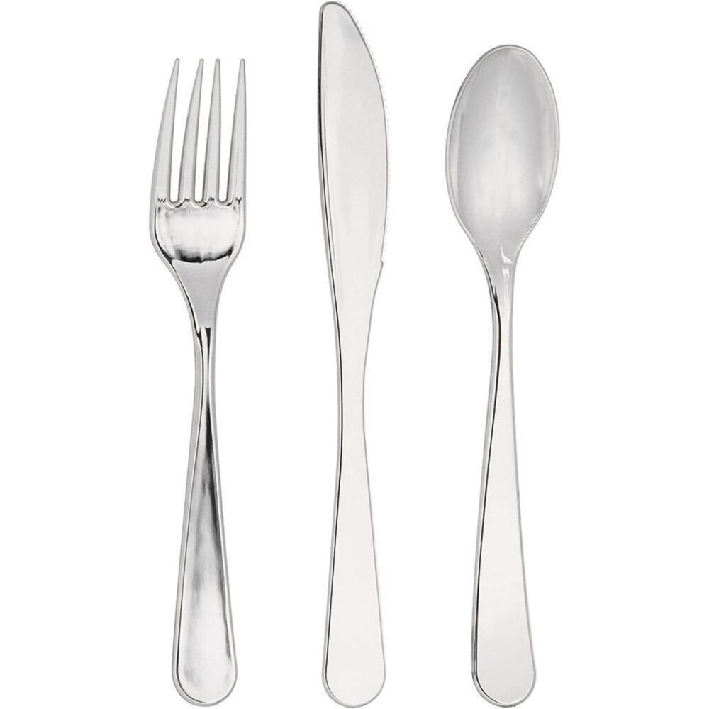 0003993853523 - CREATIVE CONVERTING 334397 METALLIC SILVER ASSORTED PLASTIC CUTLERY, 24 COUNT