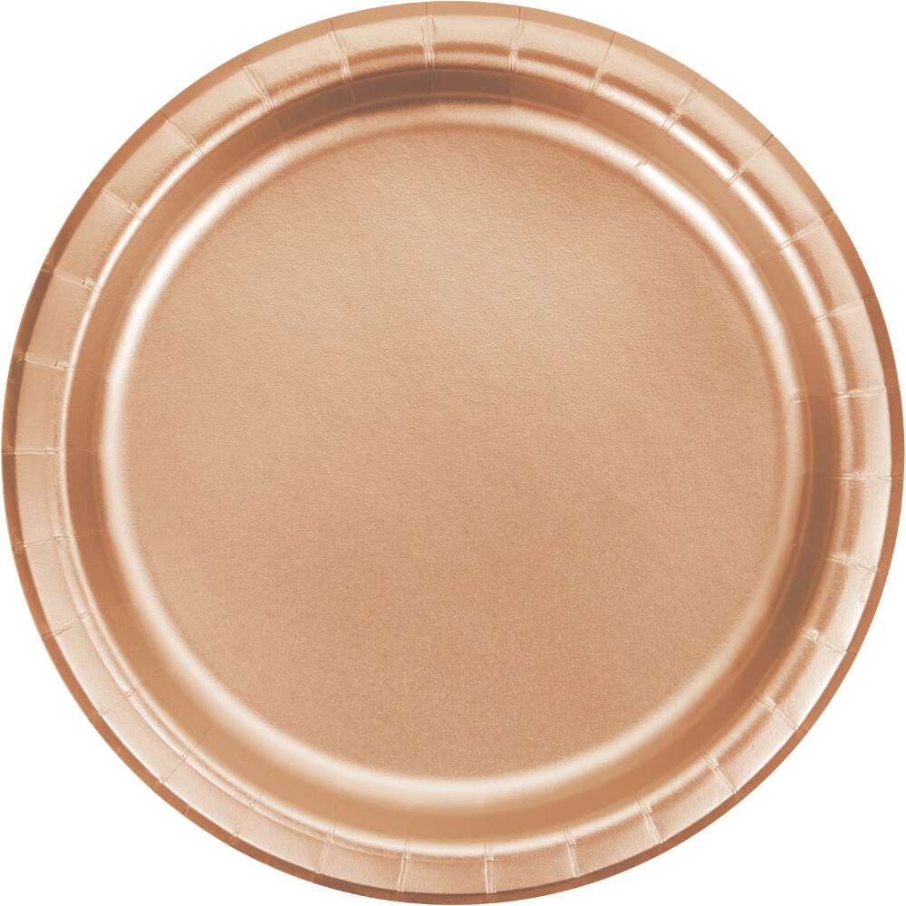0003993867988 - CREATIVE CONVERTING 343840 7 IN. ROSE GOLD FOIL DESSERT PLATES - 8 COUNT - CASE OF 12
