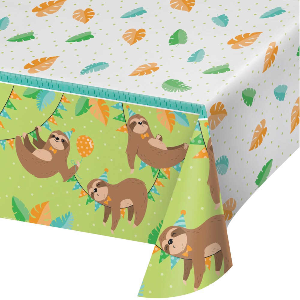 0003993868923 - CREATIVE CONVERTING 344500 54 X 102 IN. SLOTH PARTY PLASTIC TABLECLOTH - CASE OF 6