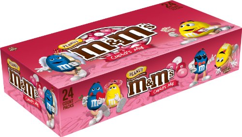 0040000421078 - M&MS VALENTINES DAY PEANUT CHOCOLATE CANDY CUPIDS MIX EXCHANGE PACKS 1.74-OZ. POUCH 24-COUNT BOX