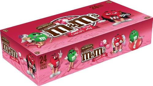 0040000421085 - M&MS VALENTINES DAY MILK CHOCOLATE CANDY CUPIDS MIX EXCHANGE PACKS 1.69-OUNCE POUCH 24-COUNT BOX