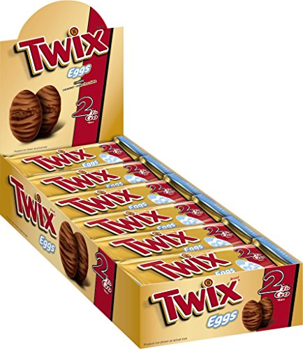 0040000487425 - TWIX EASTER CARAMEL SHARING SIZE CHOCOLATE COOKIE BAR CANDY EGGS 2.12-OUNCE BAR 24-COUNT BOX