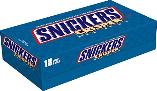 0040000503156 - SNICKERS CRISPER SINGLES SIZE CHOCOLATE CANDY BARS 1.41-OUNCE BAR 18-COUNT BOX