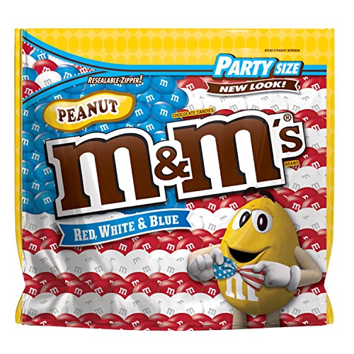 M & M - M & M Chocolate Candies, Peanut, Red, White & Blue, Party