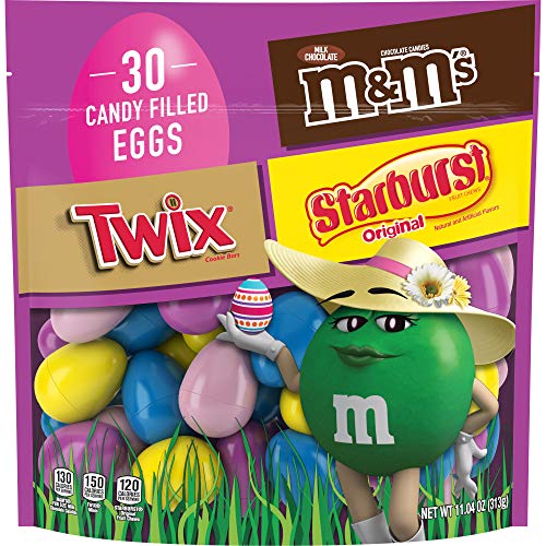 0040000558804 - MARS M&M’S, TWIX & STARBURST CHOCOLATE CANDY-FILLED EASTER EGGS BAG, 11.04 OZ. 30 COUNT