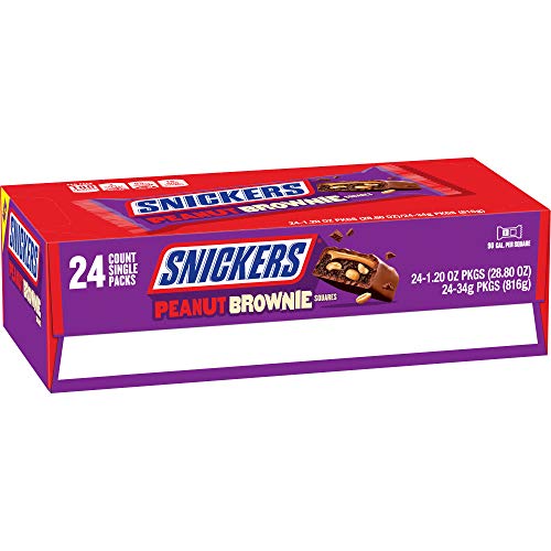 0040000563730 - SNICKERS PEANUT BROWNIE SQUARES FULL SIZE CHOCOLATE CANDY BAR, 1.2 OZ (PACK OF 24)