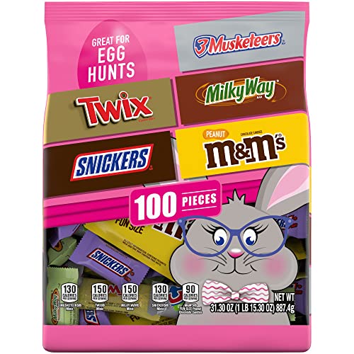 0040000577003 - M&MS PEANUT, SNICKERS, TWIX, MILKY WAY & 3 MUSKETEERS & EASTER CHOCOLATE CANDY SPRING ASSORTMENT, 31.3 OZ, 100-PIECE BAG